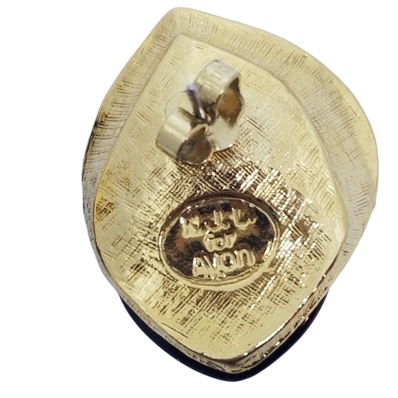 KENNETH JAY LANE FOR AVON 1989 "MIDNIGHT ROSE" BLACK & GOLD STATEMENT EARRINGS - Picture 6 of 6